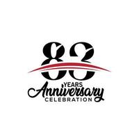Plantilla de diseño de celebración del 83 aniversario para folleto con color rojo y negro, folleto, revista, cartel de folleto, web, invitación o tarjeta de felicitación. ilustración vectorial vector