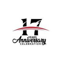 17th anniversary celebration design template for booklet with red and black colour , leaflet, magazine, brochure poster, web, invitation or greeting card. Vector illustration.