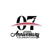 07th anniversary celebration design template for booklet with red and black colour , leaflet, magazine, brochure poster, web, invitation or greeting card. Vector illustration.