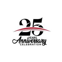 25th anniversary celebration design template for booklet with red and black colour , leaflet, magazine, brochure poster, web, invitation or greeting card. Vector illustration.