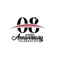 08th anniversary celebration design template for booklet with red and black colour , leaflet, magazine, brochure poster, web, invitation or greeting card. Vector illustration.