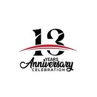 13th anniversary celebration design template for booklet with red and black colour , leaflet, magazine, brochure poster, web, invitation or greeting card. Vector illustration.