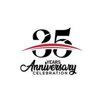 35th anniversary celebration design template for booklet with red and black colour , leaflet, magazine, brochure poster, web, invitation or greeting card. Vector illustration.