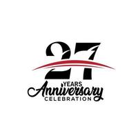 27th anniversary celebration design template for booklet with red and black colour , leaflet, magazine, brochure poster, web, invitation or greeting card. Vector illustration.