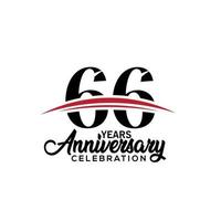 66th anniversary celebration design template for booklet with red and black colour , leaflet, magazine, brochure poster, web, invitation or greeting card. Vector illustration.