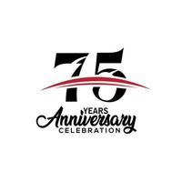 75th anniversary celebration design template for booklet with red and black colour , leaflet, magazine, brochure poster, web, invitation or greeting card. Vector illustration.