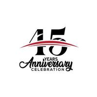 45th anniversary celebration design template for booklet with red and black colour , leaflet, magazine, brochure poster, web, invitation or greeting card. Vector illustration.