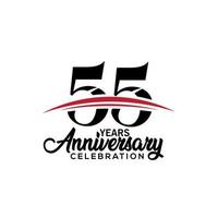 55th anniversary celebration design template for booklet with red and black colour , leaflet, magazine, brochure poster, web, invitation or greeting card. Vector illustration.