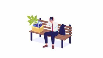 Animated worried guy character. Stress after job loss. Money anxiety. Full body flat person on white background with alpha channel transparency. Colorful cartoon style HD video footage for animation