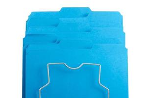 Blue File Folders in Rack. photo
