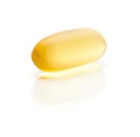 Omega 3 Fish Oil Supplement Capsule on White photo