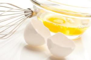 Hand Mixer with Eggs in Glass Bowl photo