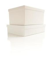 Stacked White Boxes with Lids Isolated on Background photo