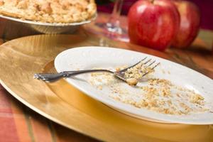 Apple Pie and Empty Plate with Remaining Crumbs photo