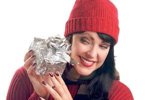 Attractive Woman Holds Gift photo