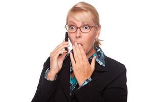 Shocked Blonde Woman on Cell Phone photo