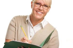 Beautiful Woman with Pencil and Folder photo