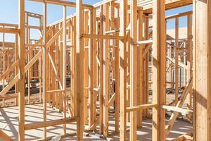 Wood Home Framing Abstract At Construction Site photo