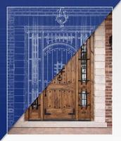 Before and After of Custom House Front Door Blueprint Drawing to Finished Construction. photo