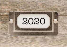 2020 Metal File Cabinet Label Frame on Wood photo