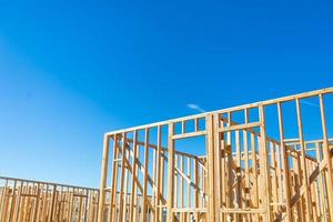 Wood Home Framing Abstract At Construction Site photo