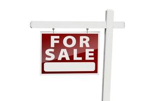 Home For Sale Real Estate Sign on White photo