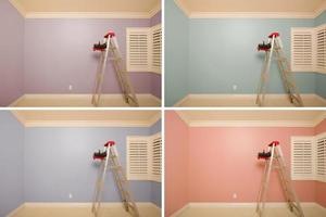 conjunto de habitaciones vacías pintadas en variedad de colores foto