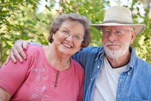 Loving Senior Couple Outdoors photo