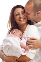 Mixed Race Young Family with Newborn Baby photo