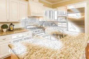 Custom Kitchen Design Drawing and Brushed Photo Combination