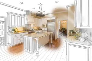 Custom Kitchen Design Drawing and Brushed Photo Combination