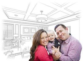 Young Family With Baby Over Bedroom Drawing photo