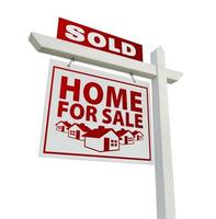 Red Sold Home for Sale Real Estate Sign photo