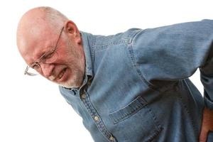 Senior Man with Hurting Back on White photo