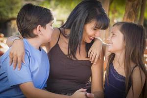 Attractive Mixed Race Family Portrait at the Pumpkin Patch photo