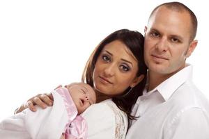 Mixed Race Young Family with Newborn Baby photo