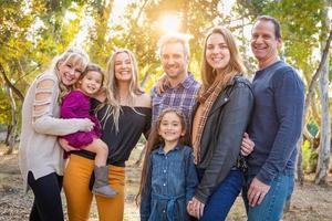 Multigenerational Mixed Race Family Portrait Outdoors photo