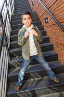 Portrait of Mixed Race Young Hispanic and Caucasian Boy photo