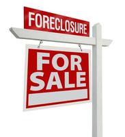 Foreclosure Real Estate Sign Isolated - Left photo