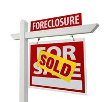 Sold Foreclosure Home For Sale Real Estate Sign Isolated photo