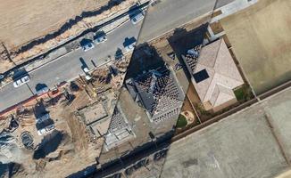 Drone Aerial View Cross Section of Home Construction Site photo