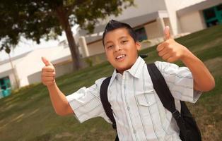 Happy Young Hispanic Boy Ready for School photo