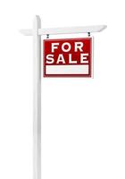 Right Facing For Sale Real Estate Sign Isolated on a White Background. photo