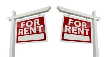 Pair of For Rent Real Estate Signs on White photo