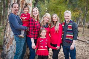 Multigenerational Mixed Race Family Portrait Outdoors photo