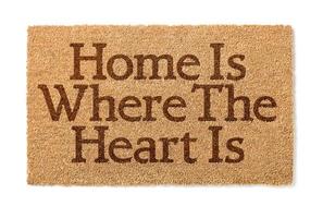 Home Is Where The Heart Is Welcome Mat On White photo