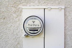 Electric Meter on Stucco Wall photo
