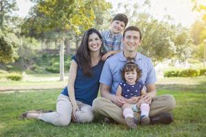 Attractive Young Mixed Race Family Outdoor Park Portrait photo