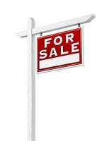 Right Facing For Sale Real Estate Sign Isolated on a White Background. photo