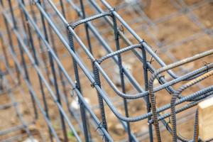 New Steel Rebar Framing Abstract At Construction Site photo